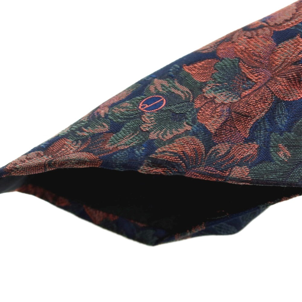 【中古】ダンヒル Dunhill シルク ジャカード 花柄ネクタイ ネイビーxピンク系【 状態ランクB 】【 メンズ 】