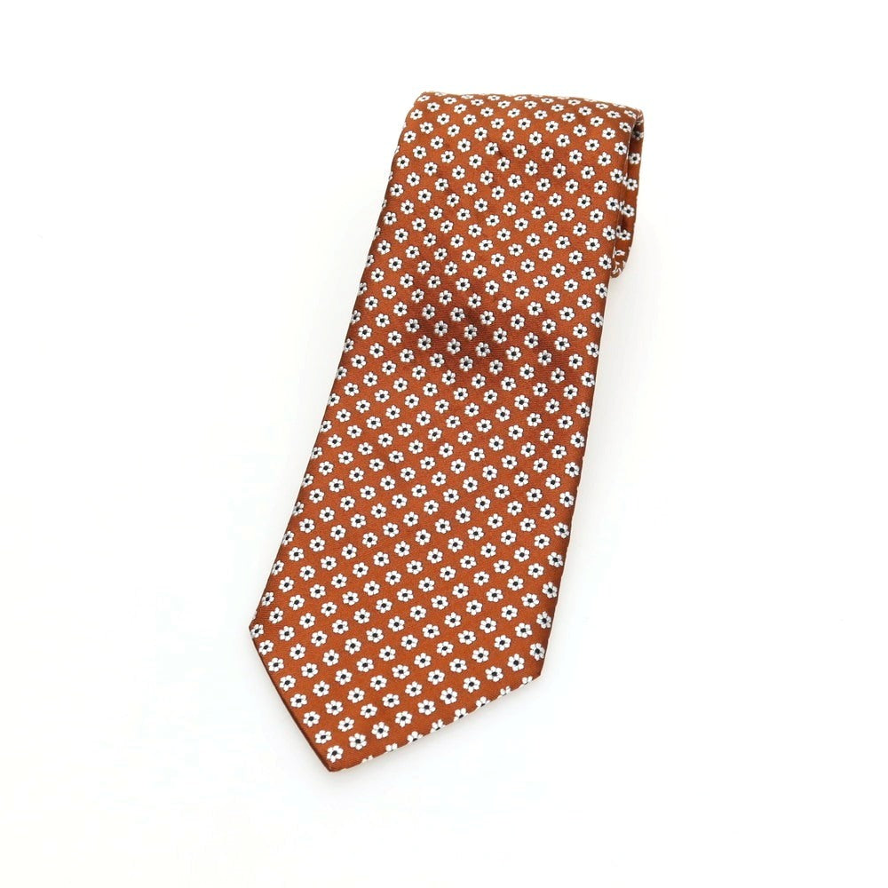 【中古】ダンヒル Dunhill シルク 花小紋柄ネクタイ ブラウン【 状態ランクA 】【 メンズ 】