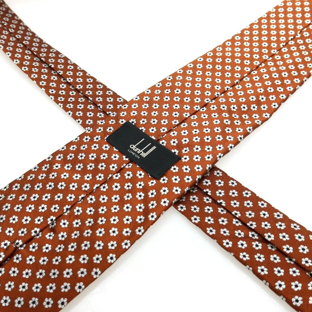 【中古】ダンヒル Dunhill シルク 花小紋柄ネクタイ ブラウン【 状態ランクA 】【 メンズ 】