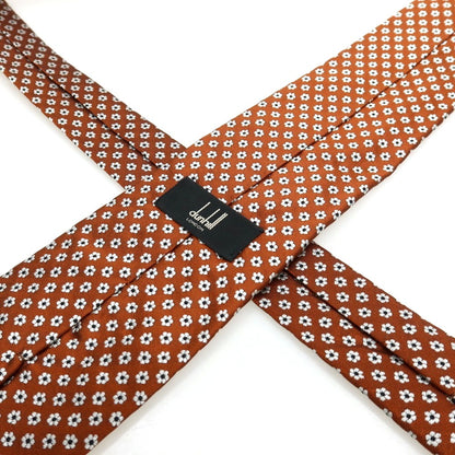 【中古】ダンヒル Dunhill シルク 花小紋柄ネクタイ ブラウン【 状態ランクA 】【 メンズ 】