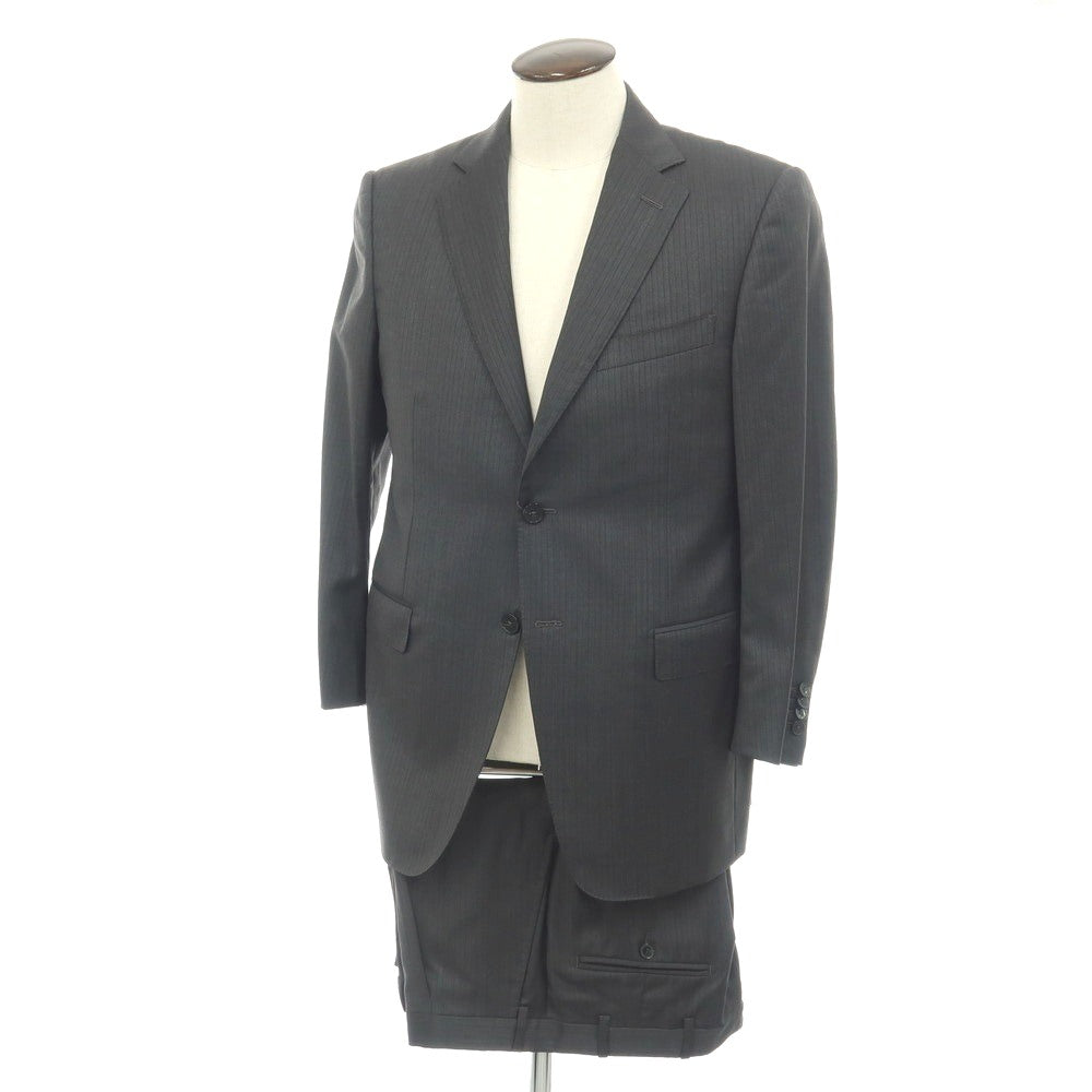 【中古】エルメネジルドゼニア Ermenegildo Zegna SU MISURA シルクウール ストライプ 2つボタンスーツ グレーxブラウン【サイズ上48/下50】【 状態ランクB 】【 メンズ 】
