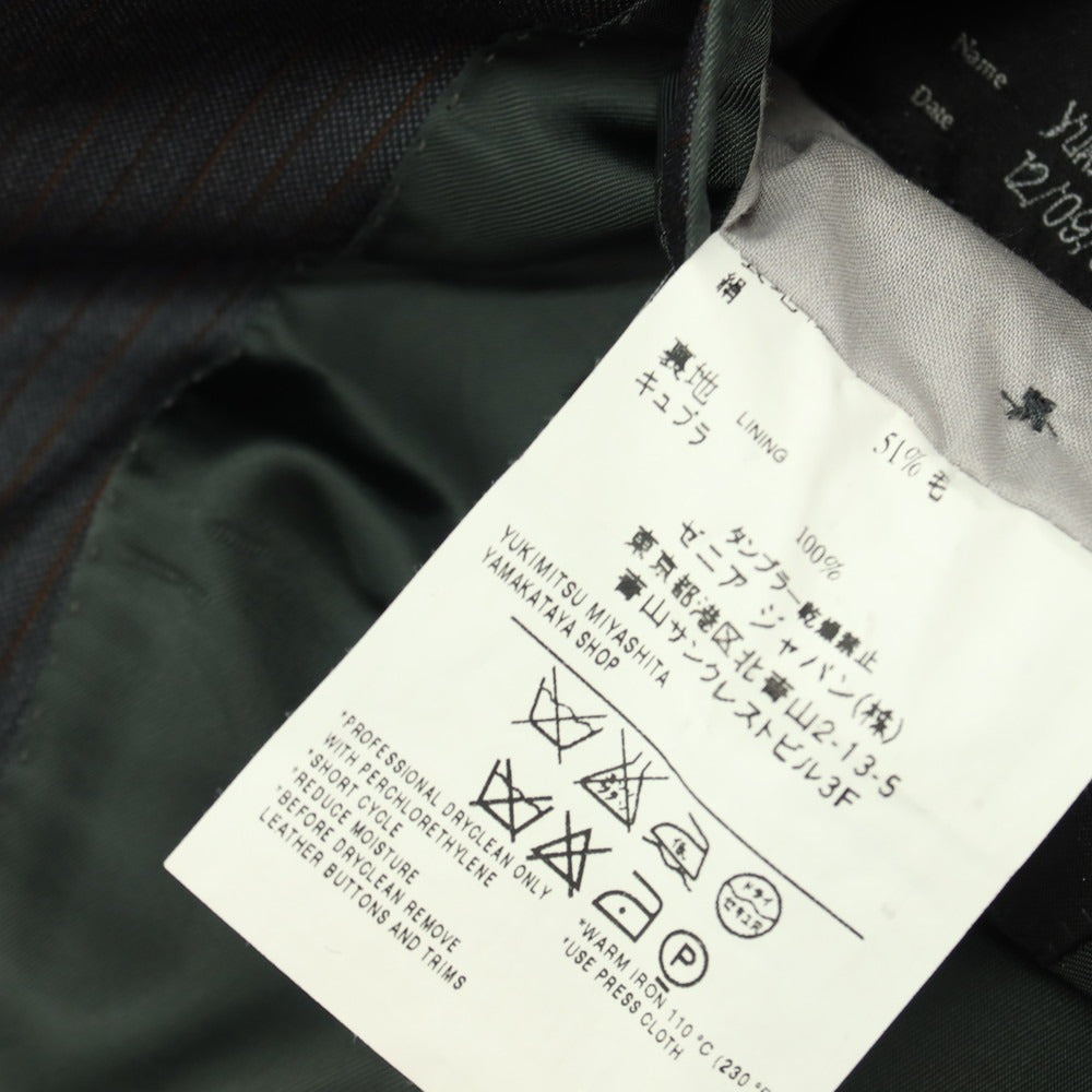 【中古】エルメネジルドゼニア Ermenegildo Zegna SU MISURA シルクウール ストライプ 2つボタンスーツ グレーxブラウン【サイズ上48/下50】【 状態ランクB 】【 メンズ 】