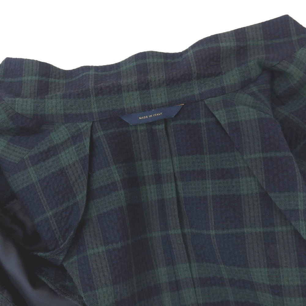 【中古】ブルックスブラザーズ Brooks Brothers ストレッチ コットンナイロン シアサッカー チェック 2B テーラードジャケット ネイビーxグリーン【サイズ36】【 状態ランクB 】【 メンズ 】