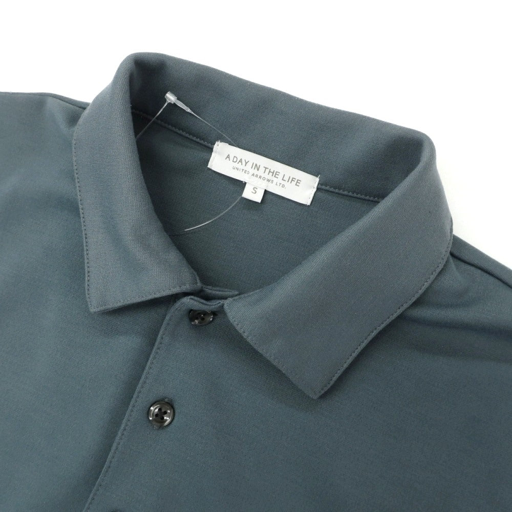 【中古】ア デイ イン ザ ライフ ユナイテッドアローズ a day in the life united arrows ポリエステルレーヨン ジャージー 半袖ポロシャツ セージブルーグリーン【サイズS】【 状態ランクC 】【 メンズ 】