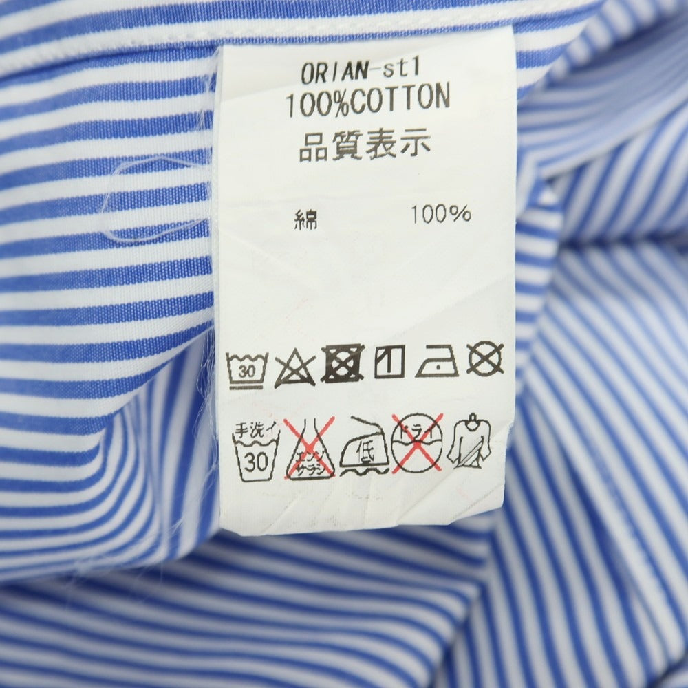 【中古】オリアン ORIAN BEAMS F別注 コットン ストライプ ワイドカラー ドレスシャツ ブルーxホワイト【サイズ37】【 状態ランクB 】【 メンズ 】