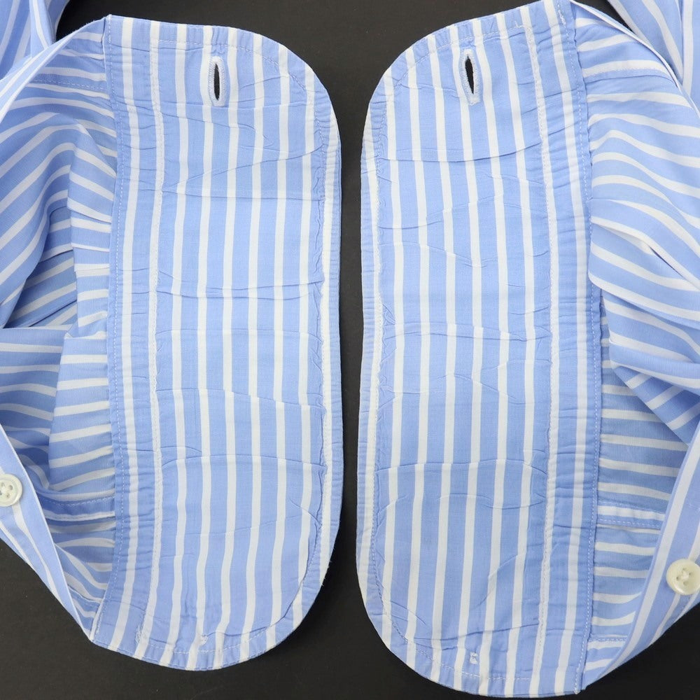 【中古】オリアン ORIAN BEAMS F別注 コットン ストライプ ワイドカラー ドレスシャツ ライトブルーxホワイト【サイズ37】【 状態ランクC 】【 メンズ 】