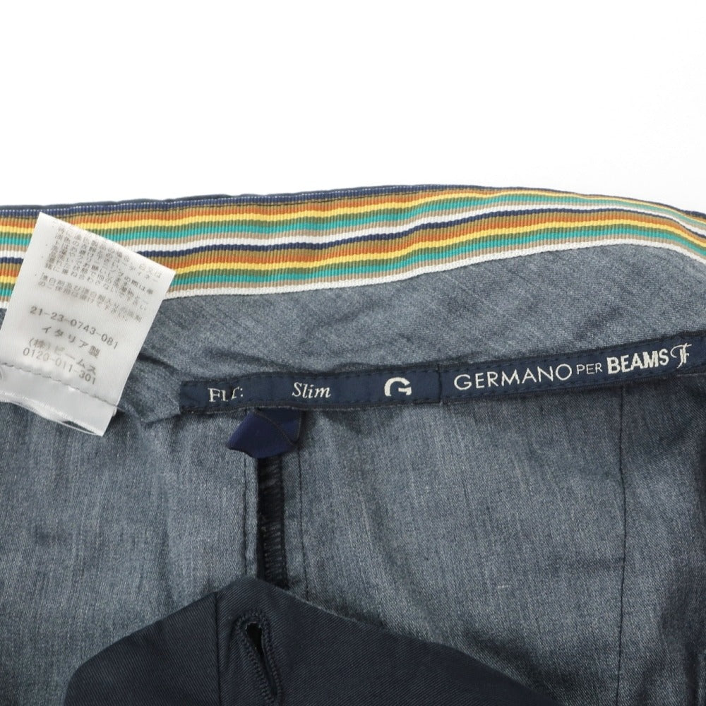 【中古】ジェルマーノ GERMANO BEAMS F別注 ストレッチ コットン カジュアルスラックスパンツ ダークネイビー【サイズ42】【 状態ランクB 】【 メンズ 】