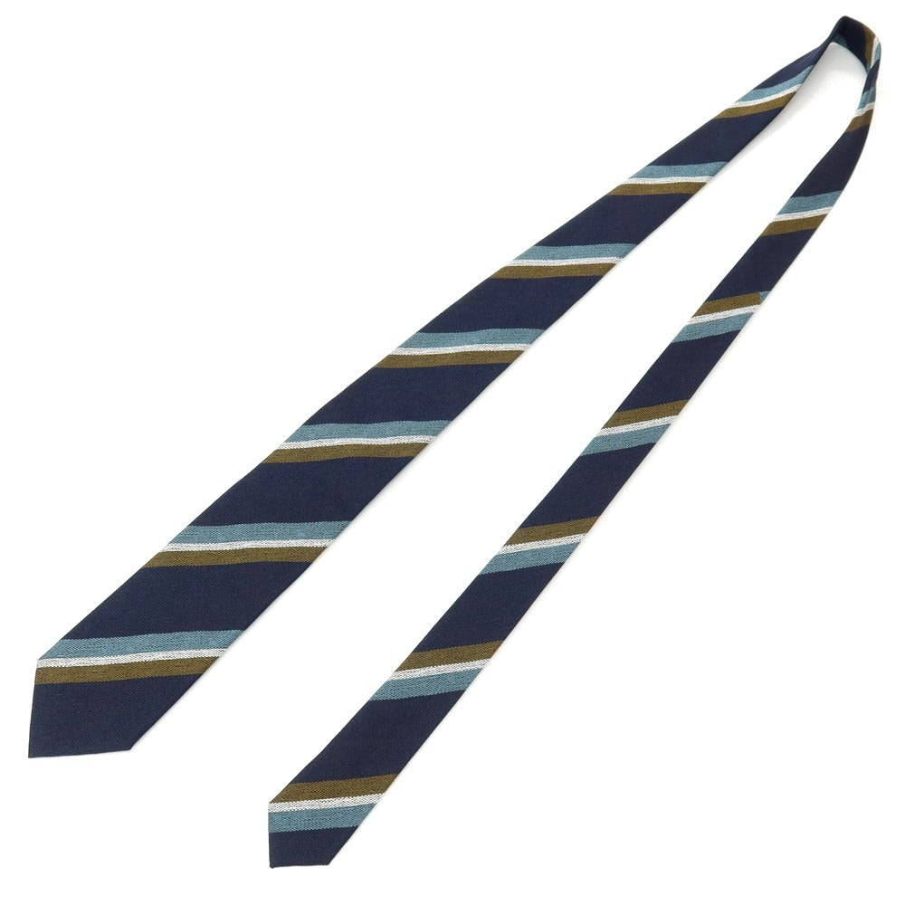 【中古】ニッキー nicky UNITED ARROWS別注 シルク ストライプ柄ネクタイ ネイビーxカーキ【 状態ランクB 】【 メンズ 】