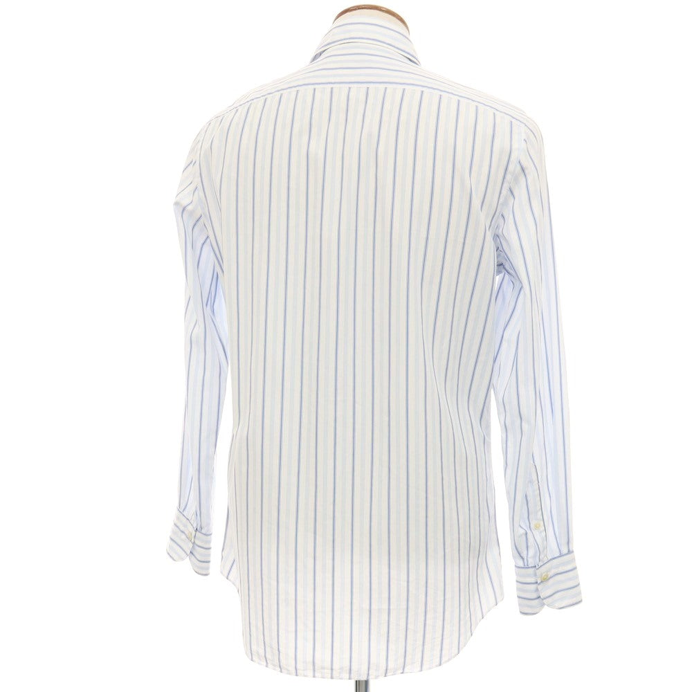 【中古】フィナモレ Finamore コットン ストライプ ワイドカラー ドレスシャツ ホワイトxブルー【サイズ40】【 状態ランクB 】【 メンズ 】