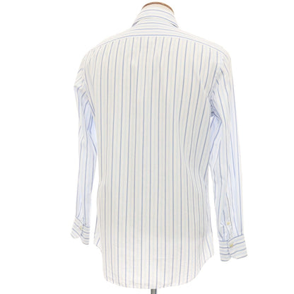 【中古】フィナモレ Finamore コットン ストライプ ワイドカラー ドレスシャツ ホワイトxブルー【サイズ40】【 状態ランクB 】【 メンズ 】