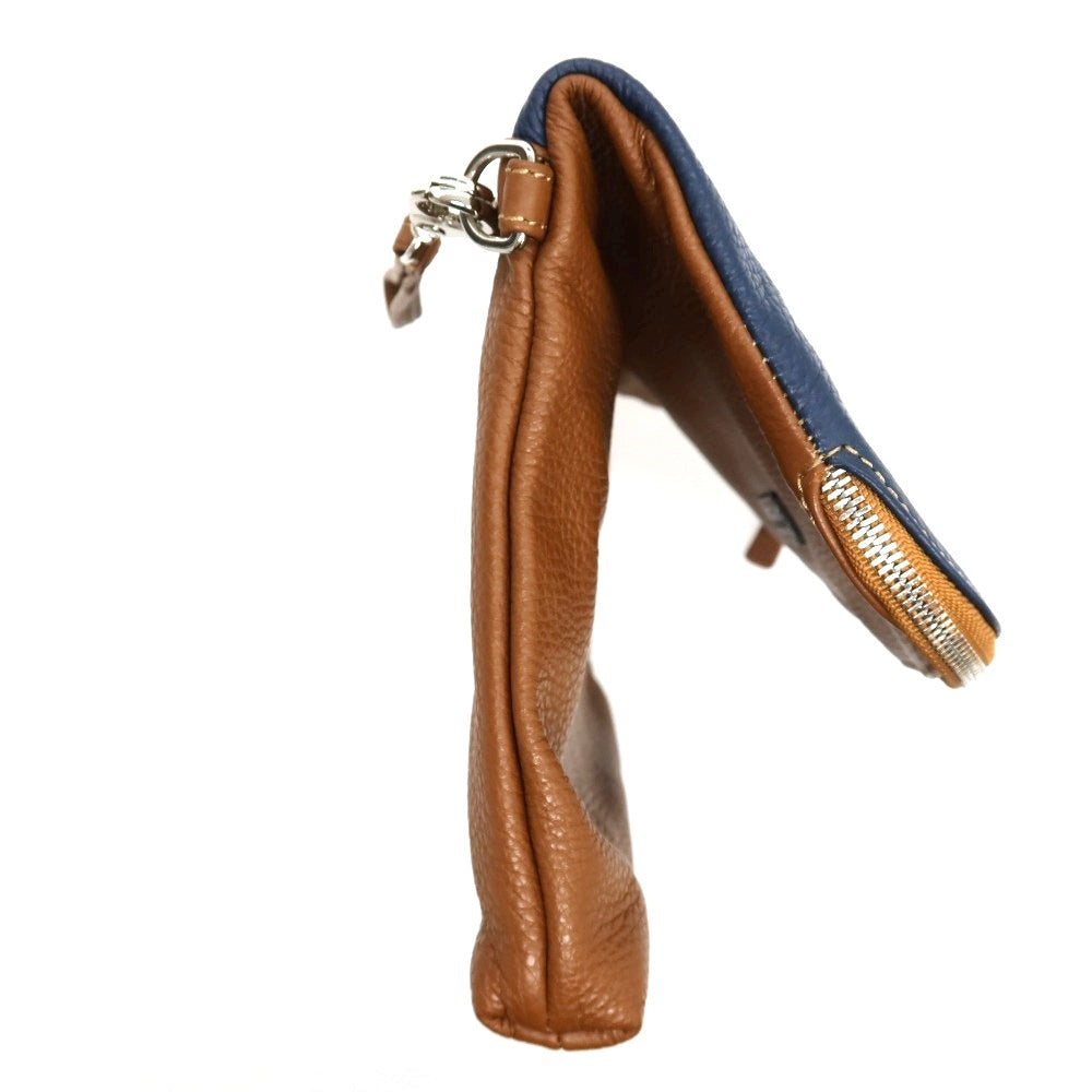 【中古】ステファノマーノ STEFANOMANO 2way レザー クラッチバッグ ネイビーxブラウン【 状態ランクA 】【 メンズ 】