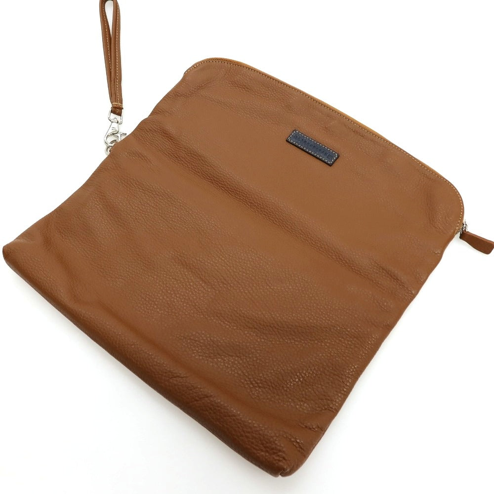 【中古】ステファノマーノ STEFANOMANO 2way レザー クラッチバッグ ネイビーxブラウン【 状態ランクA 】【 メンズ 】