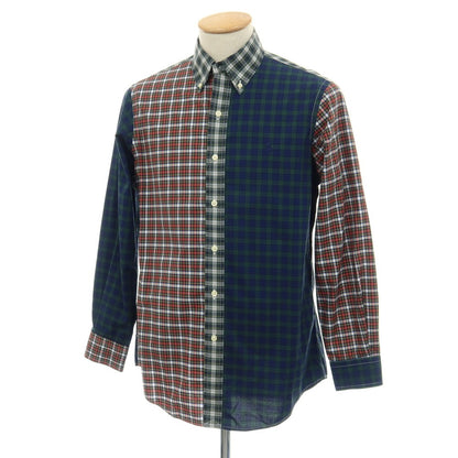 【中古】ラルフローレン RALPH LAUREN コットン パネル切替 チェック ボタンダウン カジュアルシャツ グリーンxレッド系【サイズS】【 状態ランクB 】【 メンズ 】