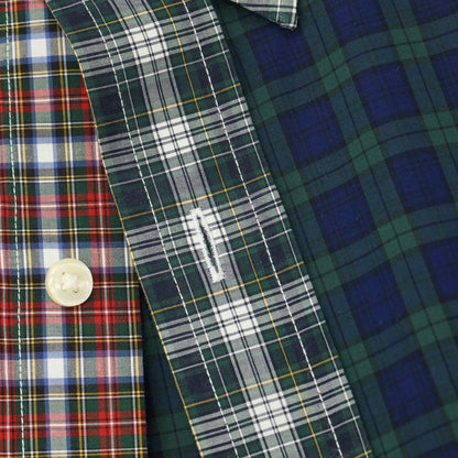 【中古】ラルフローレン RALPH LAUREN コットン パネル切替 チェック ボタンダウン カジュアルシャツ グリーンxレッド系【サイズS】【 状態ランクB 】【 メンズ 】