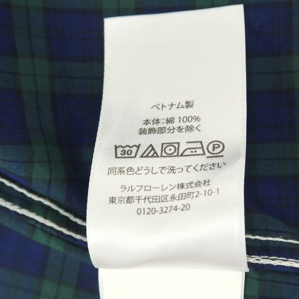 【中古】ラルフローレン RALPH LAUREN コットン パネル切替 チェック ボタンダウン カジュアルシャツ グリーンxレッド系【サイズS】【 状態ランクB 】【 メンズ 】