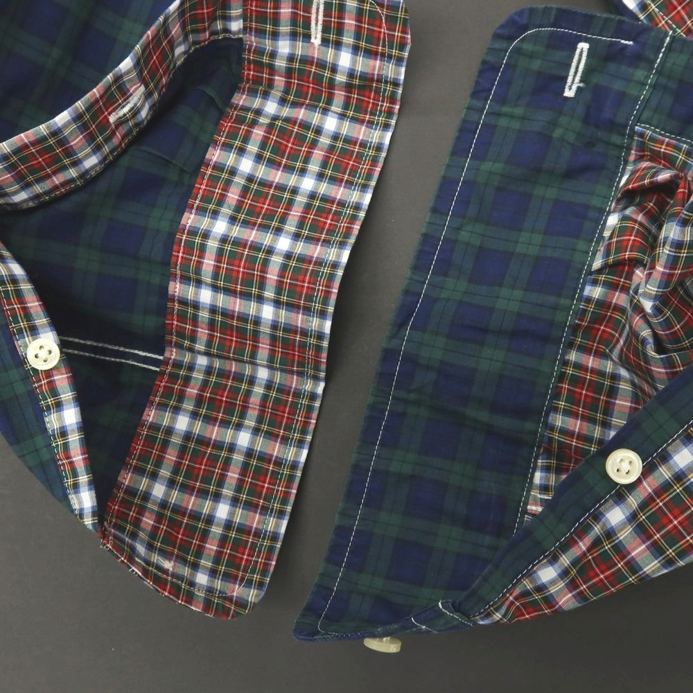 【中古】ラルフローレン RALPH LAUREN コットン パネル切替 チェック ボタンダウン カジュアルシャツ グリーンxレッド系【サイズS】【 状態ランクB 】【 メンズ 】