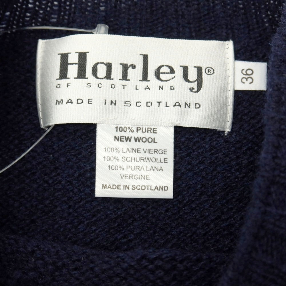 【中古】ハーレー オブ スコットランド HARLEY OF SCOTLAND ウール クルーネック プルオーバーニット ネイビー【サイズ36】【 状態ランクB 】【 メンズ 】