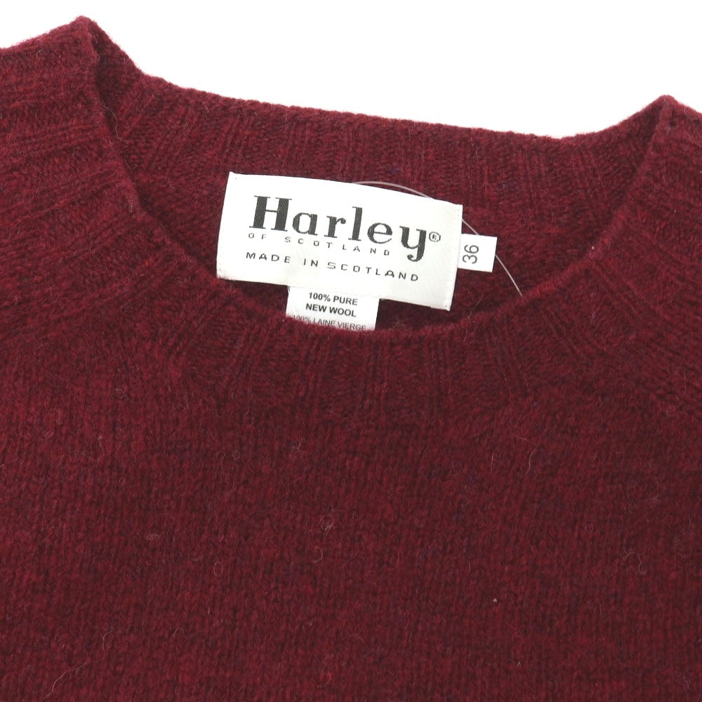 【中古】ハーレー オブ スコットランド HARLEY OF SCOTLAND ウール クルーネック プルオーバーニット ワインレッド【サイズ36】【 状態ランクB 】【 メンズ 】