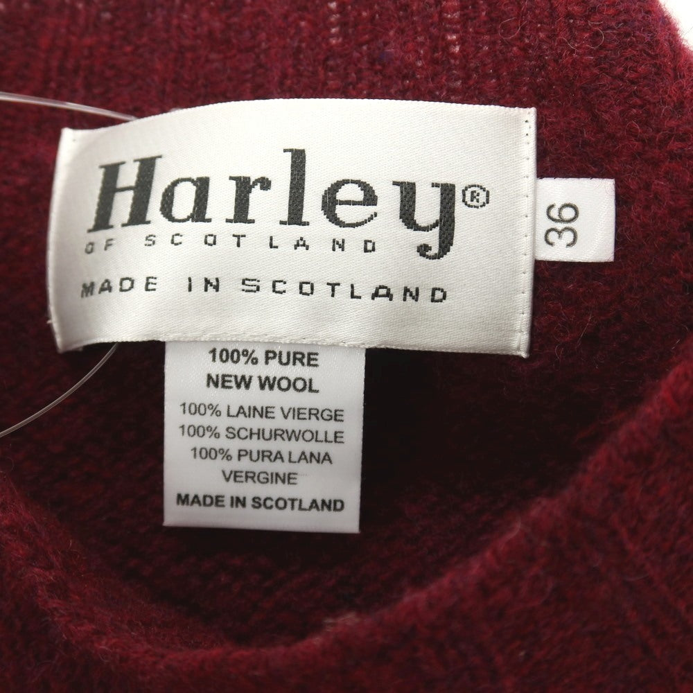 【中古】ハーレー オブ スコットランド HARLEY OF SCOTLAND ウール クルーネック プルオーバーニット ワインレッド【サイズ36】【 状態ランクB 】【 メンズ 】
