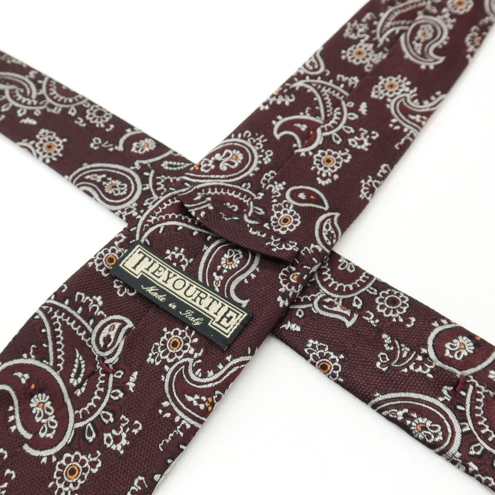 【中古】タイユアタイ TIE YOUR TIE シルク ジャカード ペイズリー柄ネクタイ ボルドー【 状態ランクB 】【 メンズ 】
