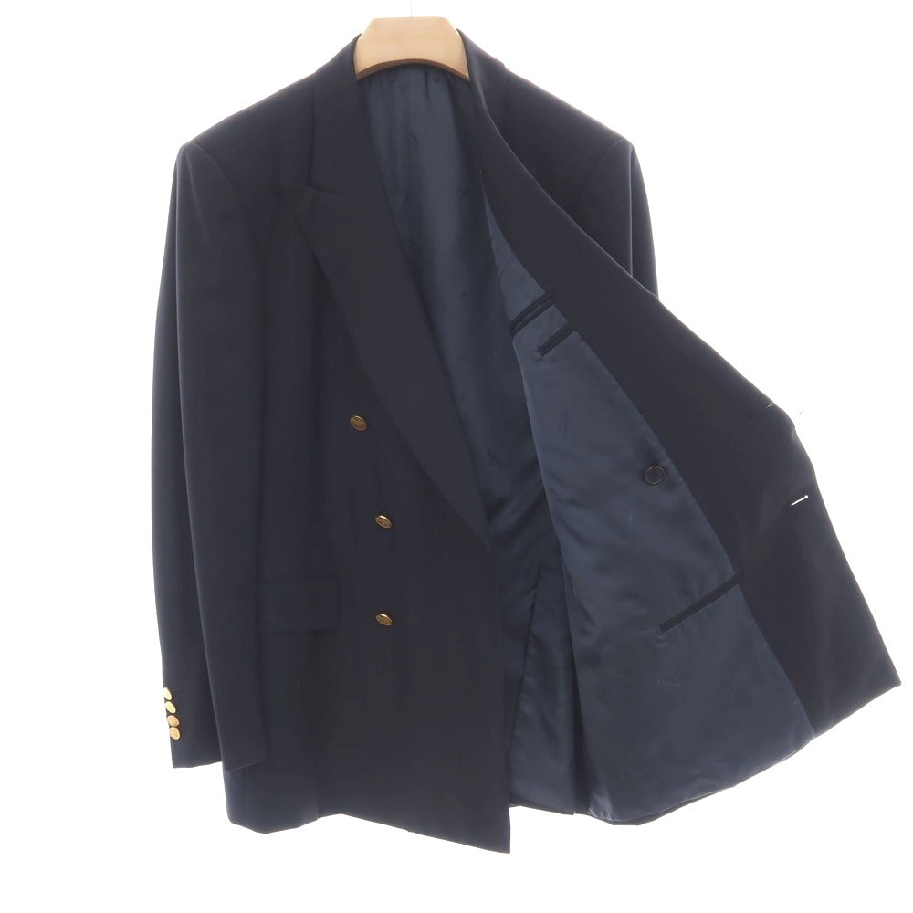 【中古】エルメス HERMES 80年代 ウール ダブル 6B テーラードジャケット ダークネイビー【サイズ52】【 状態ランクC 】【 メンズ 】