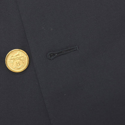 【中古】エルメス HERMES 80年代 ウール ダブル 6B テーラードジャケット ダークネイビー【サイズ52】【 状態ランクC 】【 メンズ 】