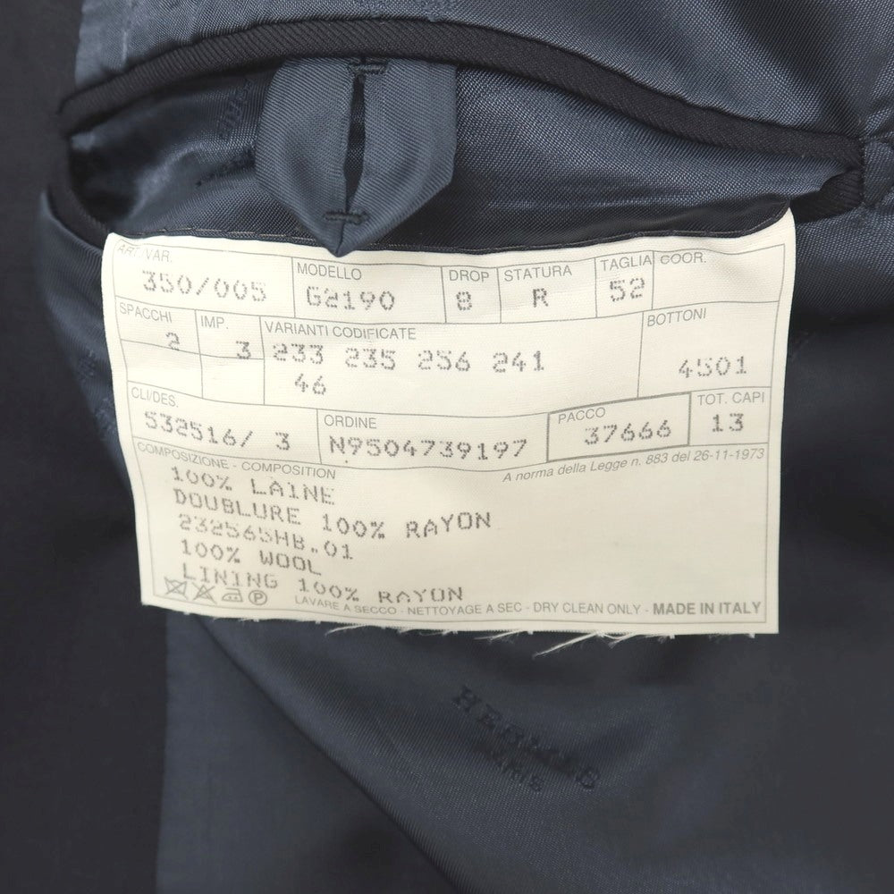 【中古】エルメス HERMES 80年代 ウール ダブル 6B テーラードジャケット ダークネイビー【サイズ52】【 状態ランクC 】【 メンズ 】
