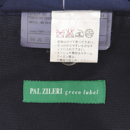 【中古】パルジレリ Pal Zileri ウールシルク ハウンドトゥース 3B テーラードジャケット ネイビーxブラック【サイズ54】【 状態ランクC 】【 メンズ 】