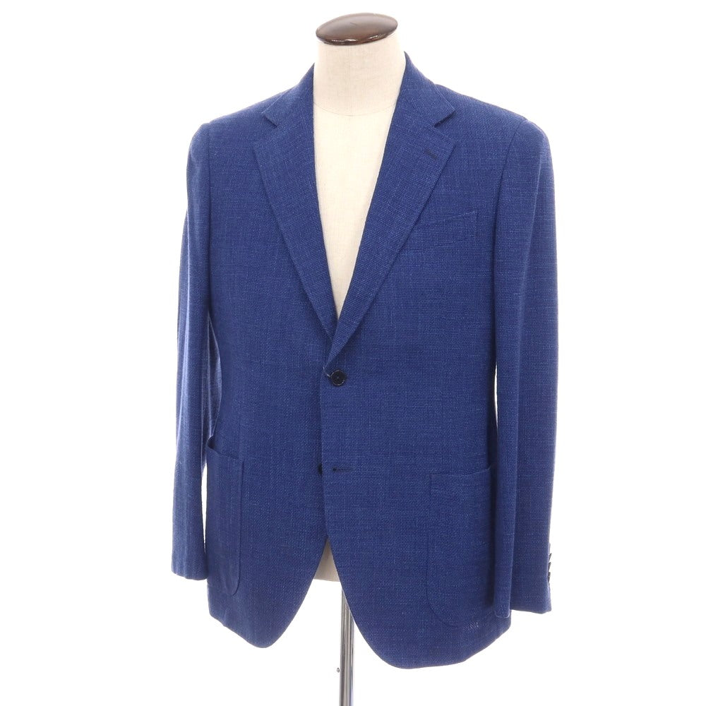 【中古】トンボリーニ TOMBOLINI ウールリネンシルク 2B テーラードジャケット ネイビーブルー【サイズ52】【 状態ランクB 】【 メンズ 】