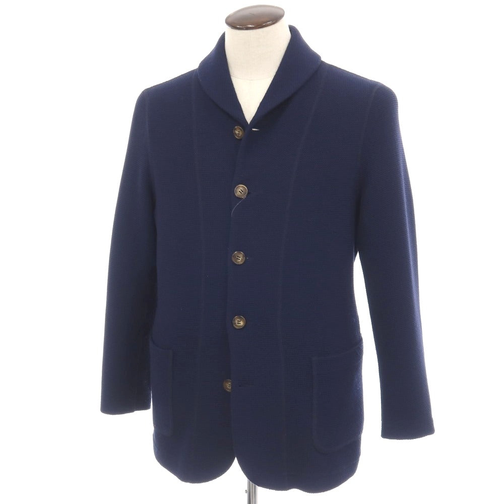 【中古】ジョルジオアルマーニ GIORGIO ARMANI ストレッチ ポリエステルレーヨン ショールカラージャケット ライトネイビー【サイズ52】【 状態ランクC 】【 メンズ 】