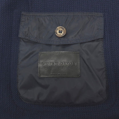 【中古】ジョルジオアルマーニ GIORGIO ARMANI ストレッチ ポリエステルレーヨン ショールカラージャケット ライトネイビー【サイズ52】【 状態ランクC 】【 メンズ 】