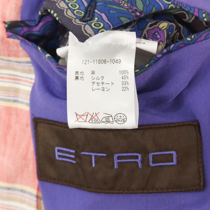 【中古】エトロ ETRO リネン チェック 2B カジュアルジャケット レッドxホワイト【サイズ52】【 状態ランクB 】【 メンズ 】
