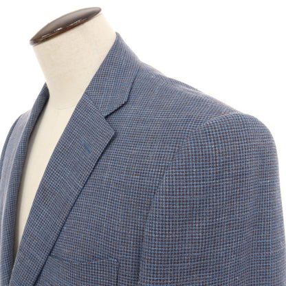 【中古】ランバンコレクション LANVIN COLLECTION ウールシルクリネン 2B テーラードジャケット ブルーxブラウン【サイズ52】【 状態ランクB 】【 メンズ 】