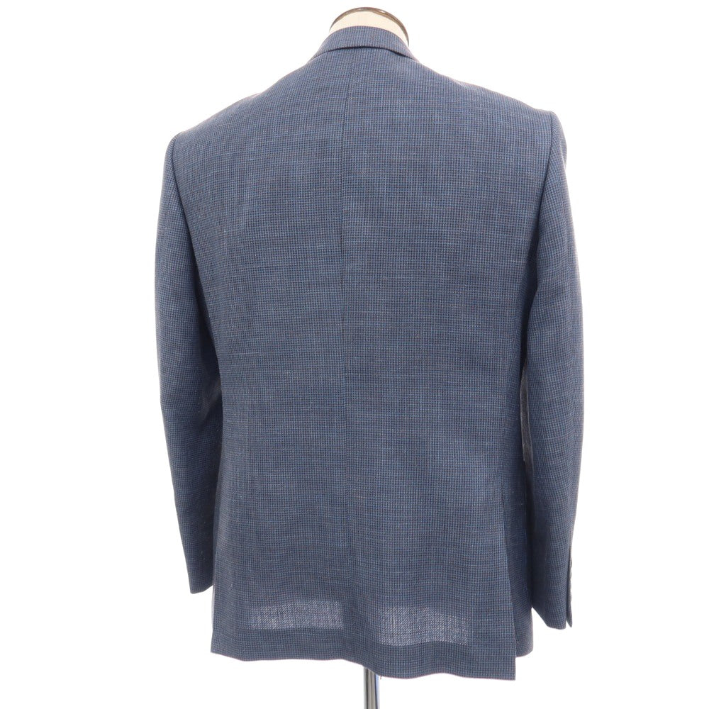 【中古】ランバンコレクション LANVIN COLLECTION ウールシルクリネン 2B テーラードジャケット ブルーxブラウン【サイズ52】【 状態ランクB 】【 メンズ 】