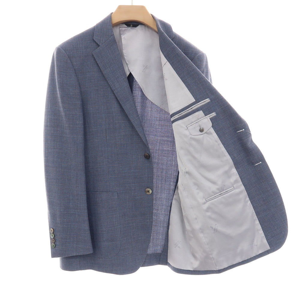 【中古】ランバンコレクション LANVIN COLLECTION ウールシルクリネン 2B テーラードジャケット ブルーxブラウン【サイズ52】【 状態ランクB 】【 メンズ 】