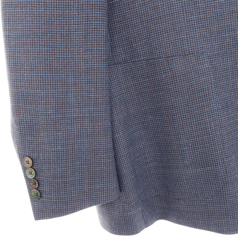 【中古】ランバンコレクション LANVIN COLLECTION ウールシルクリネン 2B テーラードジャケット ブルーxブラウン【サイズ52】【 状態ランクB 】【 メンズ 】