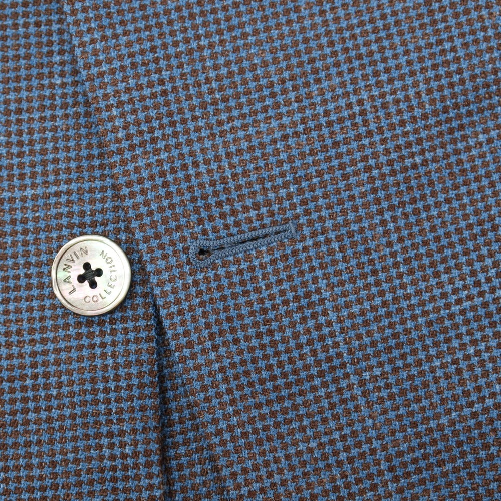 【中古】ランバンコレクション LANVIN COLLECTION ウールシルクリネン 2B テーラードジャケット ブルーxブラウン【サイズ52】【 状態ランクB 】【 メンズ 】