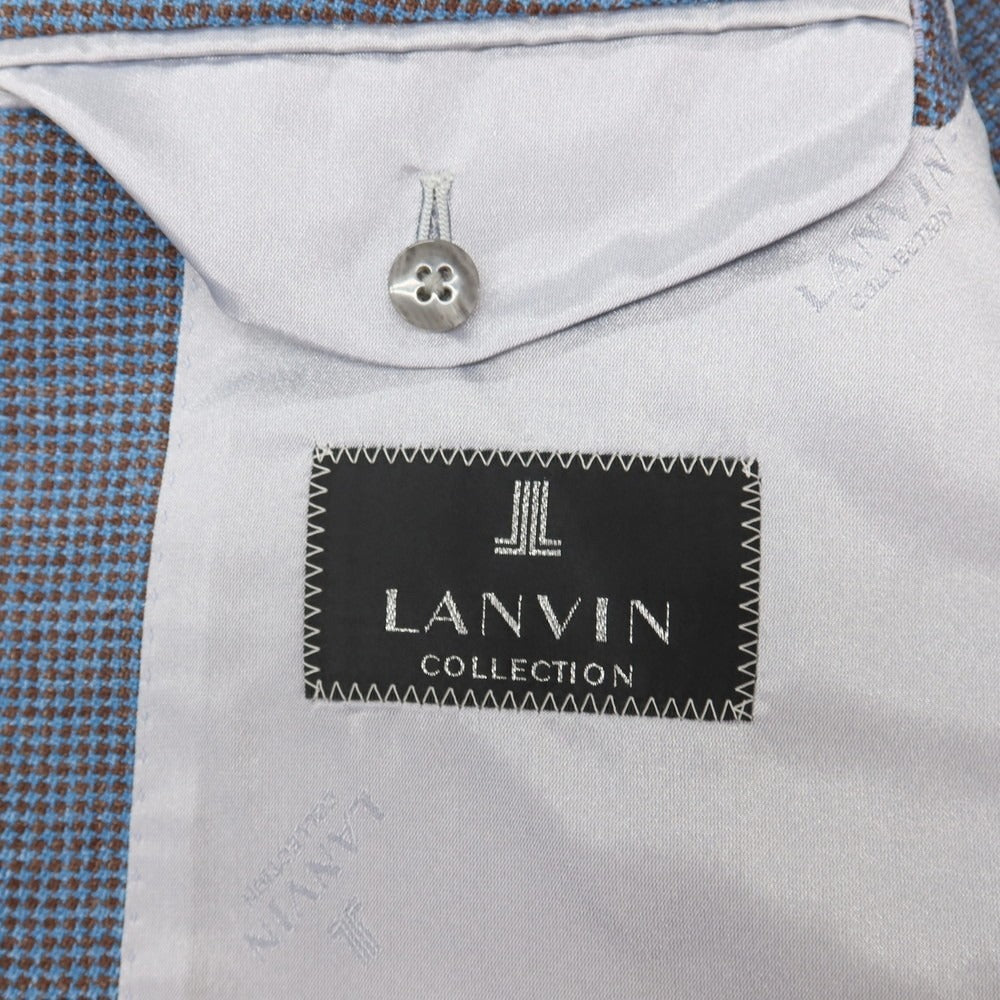 【中古】ランバンコレクション LANVIN COLLECTION ウールシルクリネン 2B テーラードジャケット ブルーxブラウン【サイズ52】【 状態ランクB 】【 メンズ 】
