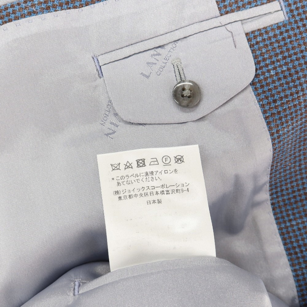 【中古】ランバンコレクション LANVIN COLLECTION ウールシルクリネン 2B テーラードジャケット ブルーxブラウン【サイズ52】【 状態ランクB 】【 メンズ 】