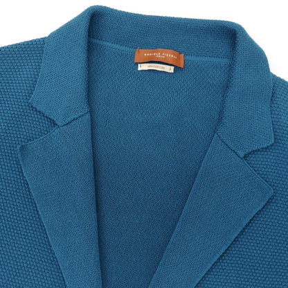 【中古】ダニエレ フィエゾーリ DANIELE FIESOLI ドライコットン 2つボタン ニットジャケット ブルー系【サイズL】【 状態ランクB 】【 メンズ 】