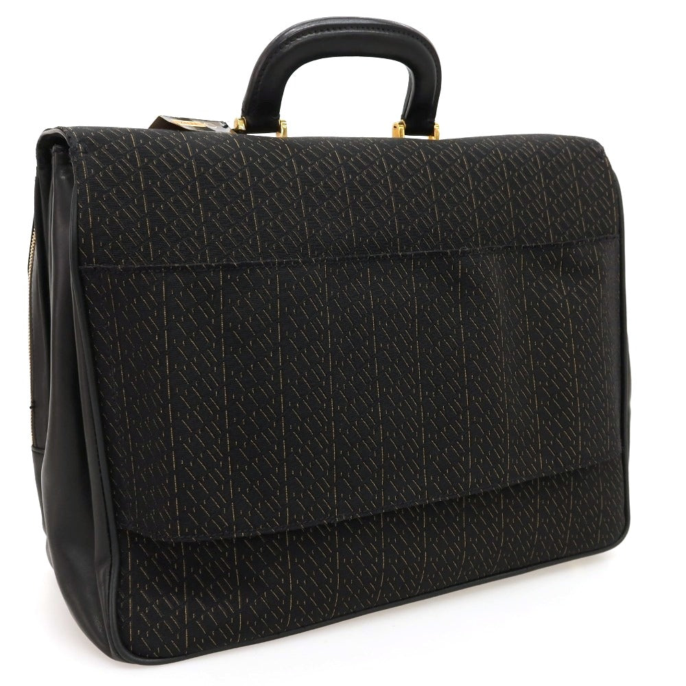 【中古】ジリー ZILLI キャンバス レザー ブリーフケース ブラックxイエロー【 状態ランクC 】【 メンズ 】