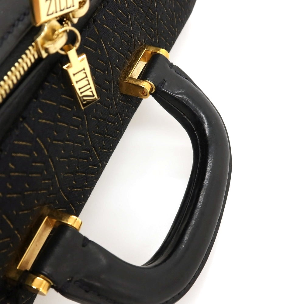【中古】ジリー ZILLI キャンバス レザー ブリーフケース ブラックxイエロー【 状態ランクC 】【 メンズ 】