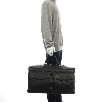 【中古】スティーレ エンメジエッレ STILE Emme Gi Erre オーストリッチ ボストンバッグ ブラック【 状態ランクC 】【 メンズ 】