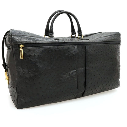 【中古】スティーレ エンメジエッレ STILE Emme Gi Erre オーストリッチ ボストンバッグ ブラック【 状態ランクC 】【 メンズ 】