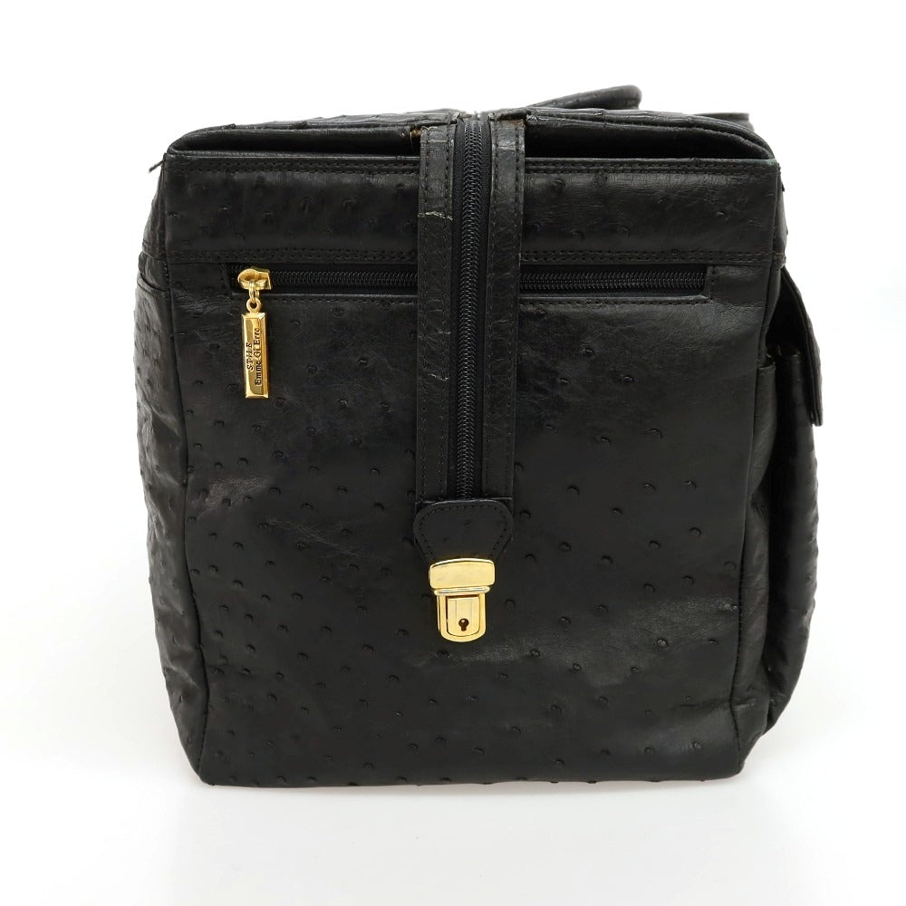 【中古】スティーレ エンメジエッレ STILE Emme Gi Erre オーストリッチ ボストンバッグ ブラック【 状態ランクC 】【 メンズ 】