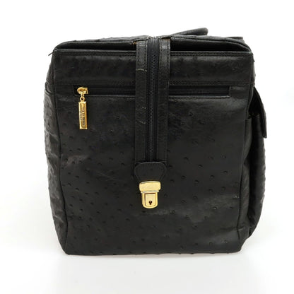 【中古】スティーレ エンメジエッレ STILE Emme Gi Erre オーストリッチ ボストンバッグ ブラック【 状態ランクC 】【 メンズ 】