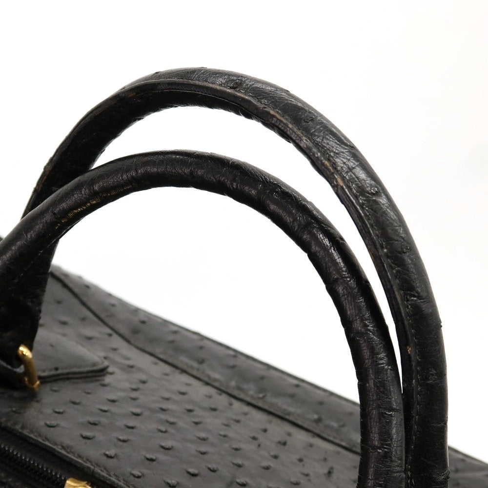 【中古】スティーレ エンメジエッレ STILE Emme Gi Erre オーストリッチ ボストンバッグ ブラック【 状態ランクC 】【 メンズ 】