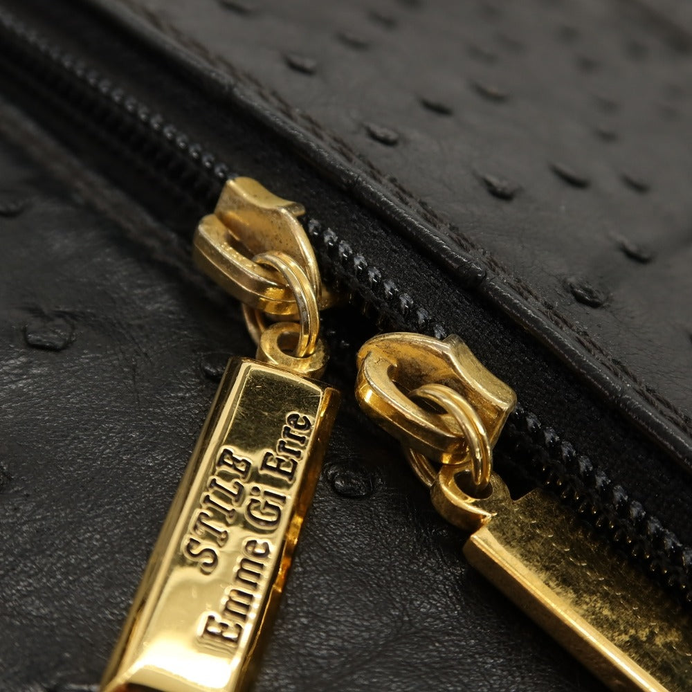 【中古】スティーレ エンメジエッレ STILE Emme Gi Erre オーストリッチ ボストンバッグ ブラック【 状態ランクC 】【 メンズ 】
