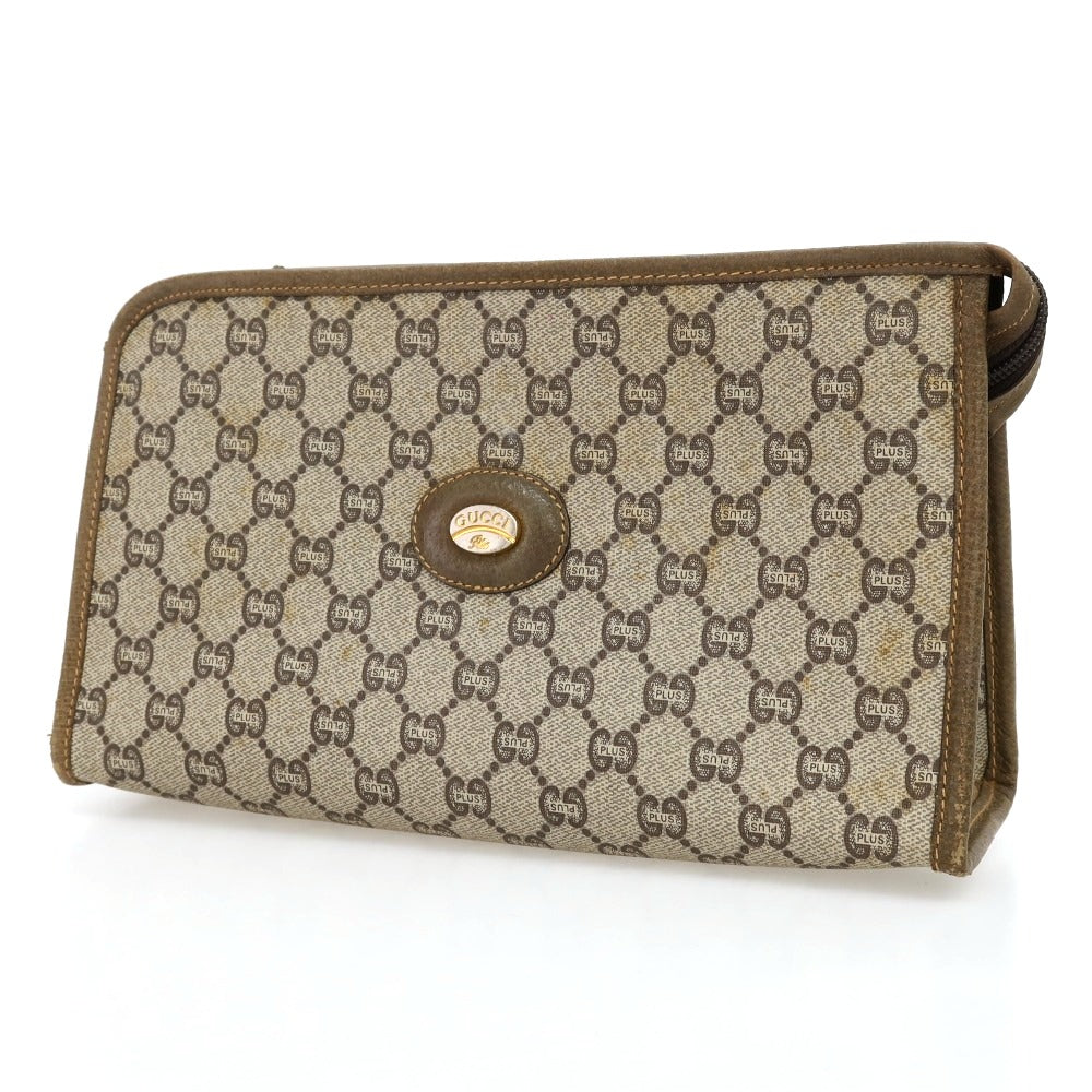【中古】グッチ GUCCI オールドグッチ GUCCI Plus PVC系 セカンドバッグ グレージュxカーキベージュ【 状態ランクD 】【 メンズ 】