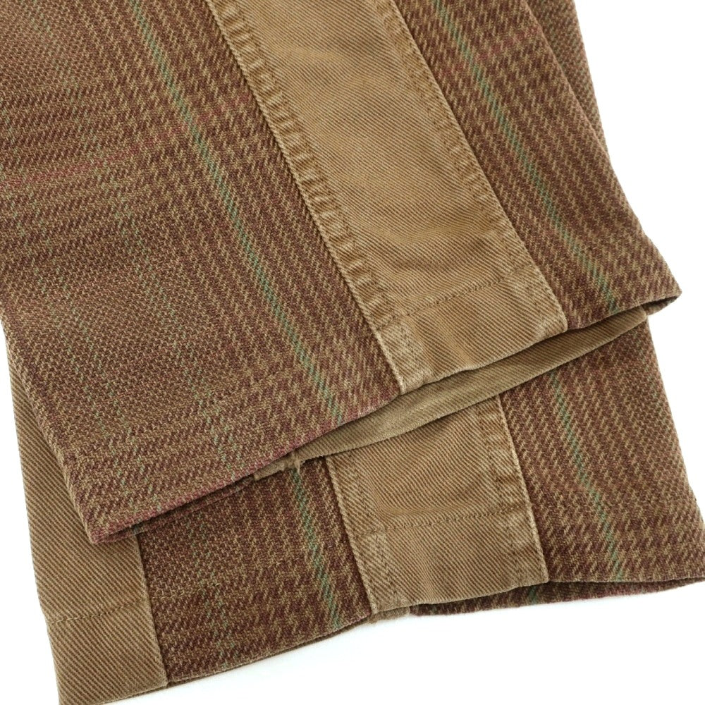 【中古】エトロ ETRO コットン チェック柄 切替 デニムパンツ ブラウン【サイズ38】【 状態ランクC 】【 メンズ 】